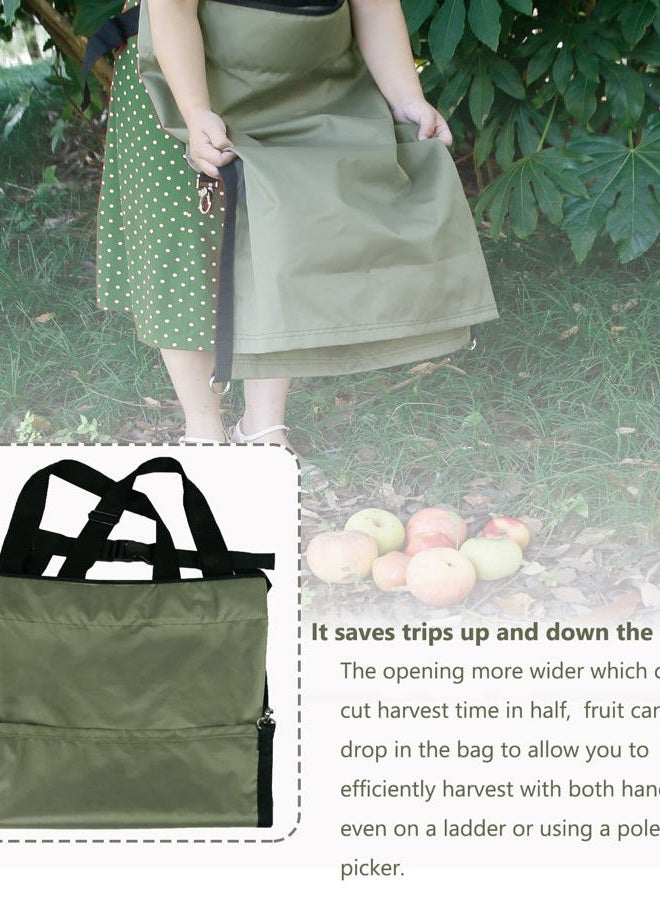 FCOUIID Harvest Apple Picking Bag - Waterproof 600D Fruit Storage Apron Pouch for Outdoor Orchard, Farm, Garden, Heavy Duty, Green - Image 4