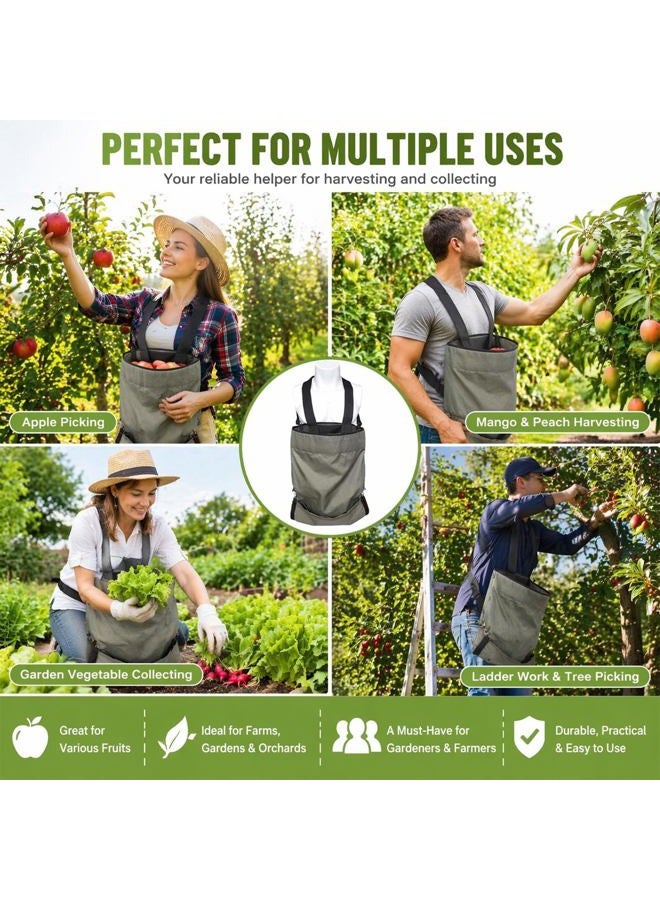 FCOUIID Harvest Apple Picking Bag - Waterproof 600D Fruit Storage Apron Pouch for Outdoor Orchard, Farm, Garden, Heavy Duty, Green - Image 3