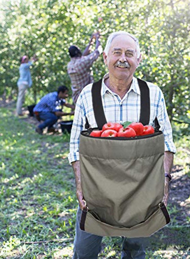 FCOUIID Harvest Apple Picking Bag - Waterproof 600D Fruit Storage Apron Pouch for Outdoor Orchard, Farm, Garden, Heavy Duty, Green - Image 1