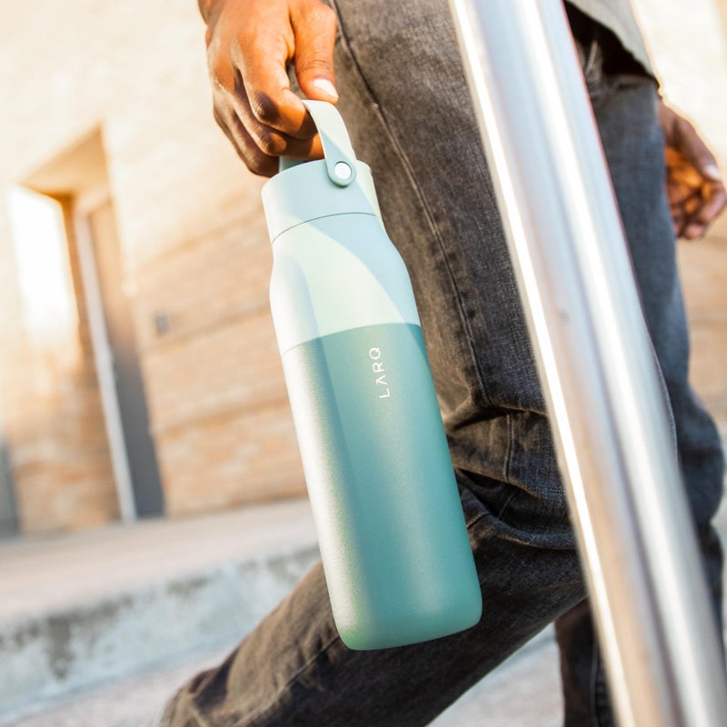 LARQ Bottle Swig Top 34oz - Insulated Stainless Steel Water Bottle With Built-In Silicone Handle | BPA Free | Reusable Water Bottle for Sports, Gym, and Travel, Eucalyptus Green - Image 4