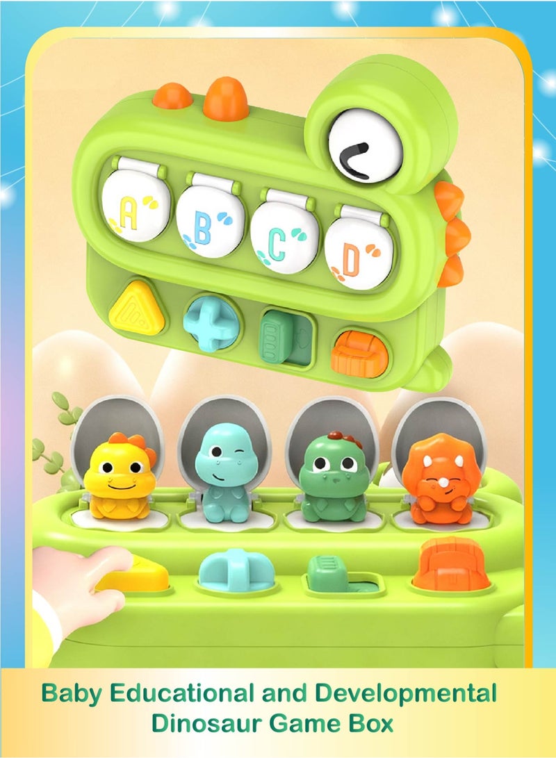 Dinosaur Pop-Up Push & Play Activity Cube, Cause & Effect Learning Toy with Buttons & Switches for Babies & Toddlers, Fine Motor Skills Sensory Toy - Image 1