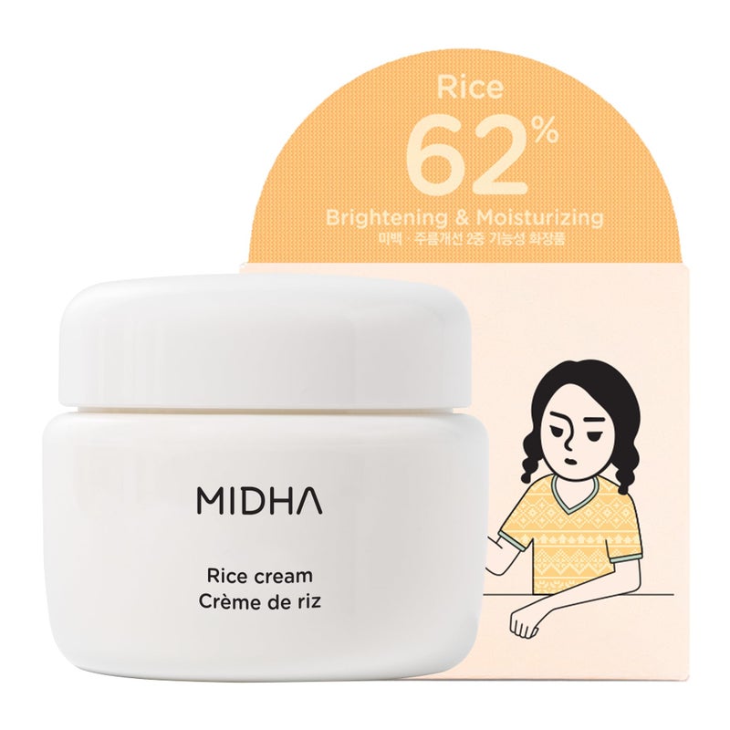 MIDHA Rice Cream 169floz50ml Deep Hydration GlowEnhancing Skin Barrier Support Moisturising Lightweight Daily Cream with Dewy Radiant Finish for Rice Face Spots