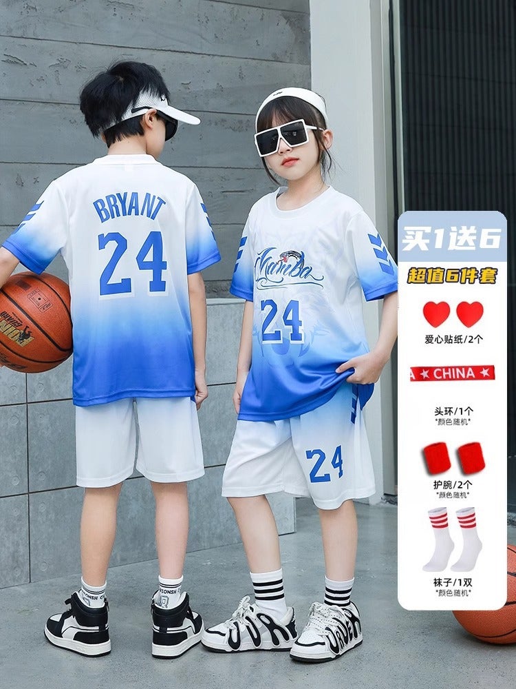 Children'S Basketball Clothes Suit Training Clothes For Boys And Primary School Students Short-Sleeved Shorts Sports Clothes Two-Piece Summer Jersey - Image 1