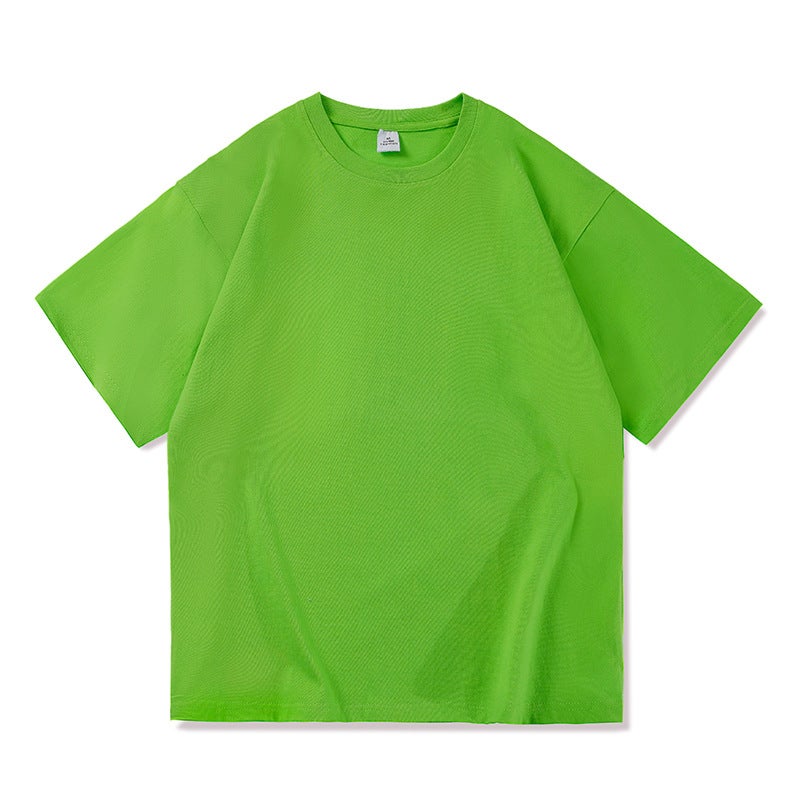 Wholesale fashion brand Klein blue summer popular loose plus size couple solid color cotton short sleeve T-shirt - Image 1