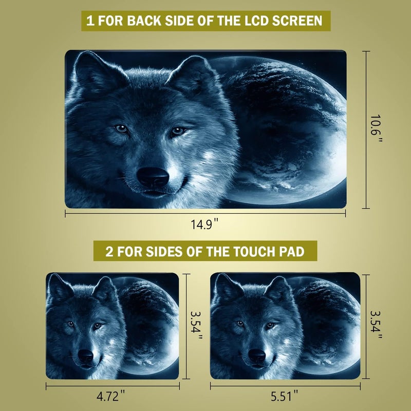 ICOLOR Laptop Skin Sticker Decal Covers 12" 13" 13.3" 14" 15" 15.4" 15.6 inch Laptop Skin Sticker Cover Art Decal Protector Notebook PC (Moon & Wolf) - Image 5