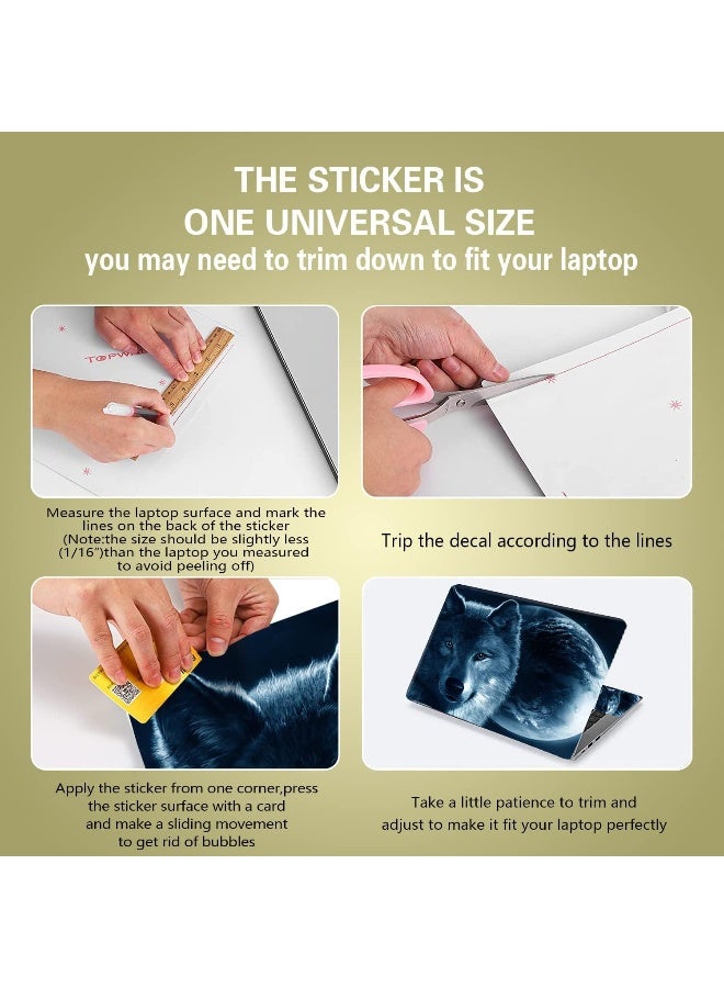 ICOLOR Laptop Skin Sticker Decal Covers 12" 13" 13.3" 14" 15" 15.4" 15.6 inch Laptop Skin Sticker Cover Art Decal Protector Notebook PC (Moon & Wolf) - Image 4