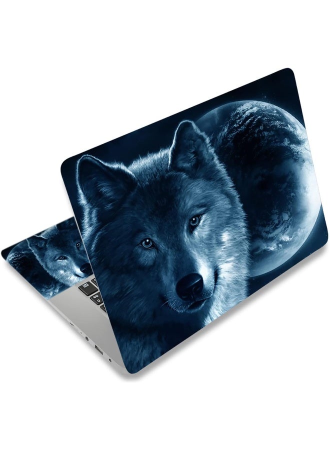 ICOLOR Laptop Skin Sticker Decal Covers 12" 13" 13.3" 14" 15" 15.4" 15.6 inch Laptop Skin Sticker Cover Art Decal Protector Notebook PC (Moon & Wolf) - Image 1