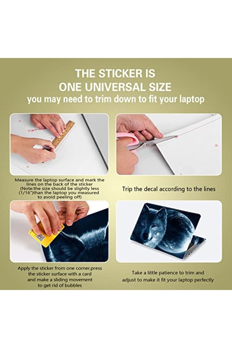 ICOLOR Laptop Skin Sticker Decal Covers 12" 13" 13.3" 14" 15" 15.4" 15.6 inch Laptop Skin Sticker Cover Art Decal Protector Notebook PC (Moon & Wolf) - Image 4