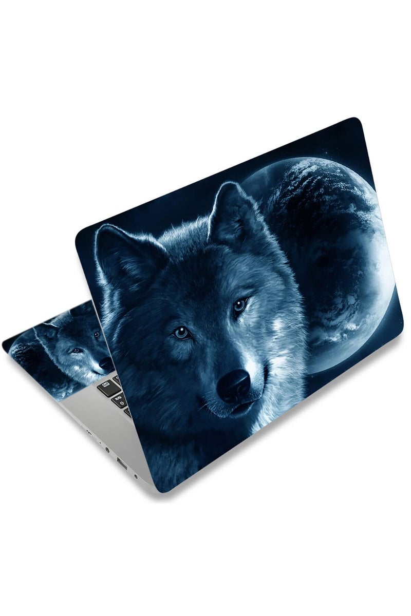 ICOLOR Laptop Skin Sticker Decal Covers 12" 13" 13.3" 14" 15" 15.4" 15.6 inch Laptop Skin Sticker Cover Art Decal Protector Notebook PC (Moon & Wolf) - Image 1