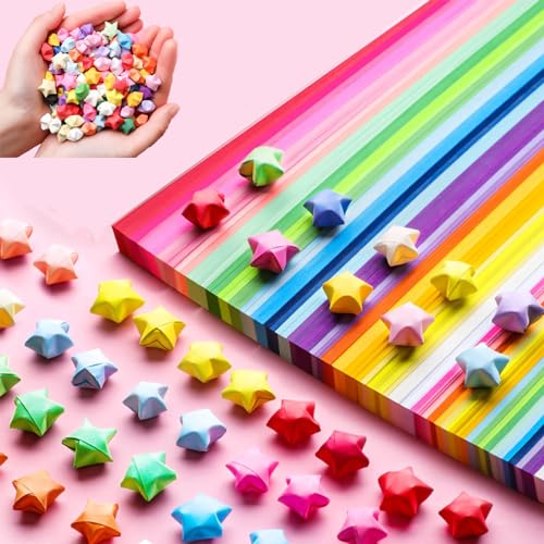 Jubobu Origami Stars Paper 1030 Sheets - 27 Color Assortment - Double Sided Solid Color Lucky Stars for DIY Crafts & Decor - Image 1