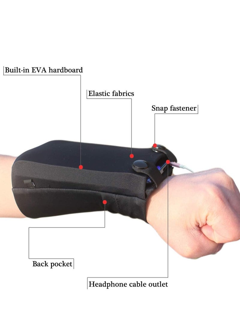 SYOSI Portable Running Wallet Wristband Wrist Wallet Forearm Band Cell Phone Holder for Mobile Phone Key Card Cash Storage Running Cycling Gym Workouts Yoga Hiking Travel  - Image 3