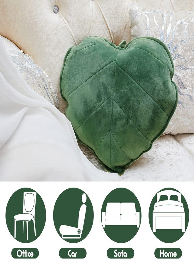 Yulejo Leaf Shaped Throw Pillow Cushion 20 x 20 Inch 3D Plant Leaf Pillow Cute Decorative Soft Plush Cushion for Plant Lovers Gift Bedroom Sofa Couch Car Living Room Home Decoration Favor, Dark Green - Image 4