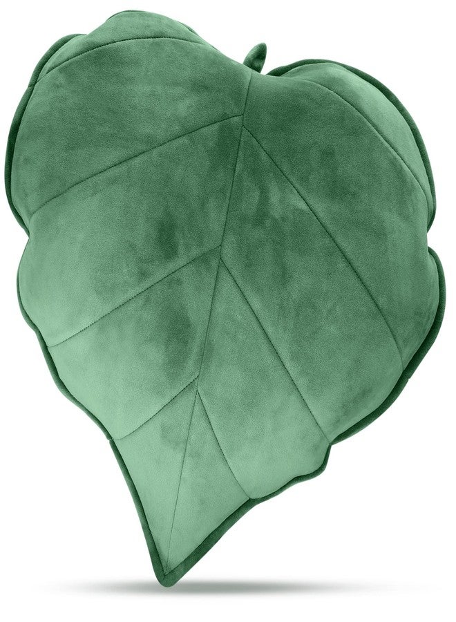 Yulejo Leaf Shaped Throw Pillow Cushion 20 x 20 Inch 3D Plant Leaf Pillow Cute Decorative Soft Plush Cushion for Plant Lovers Gift Bedroom Sofa Couch Car Living Room Home Decoration Favor, Dark Green - Image 1
