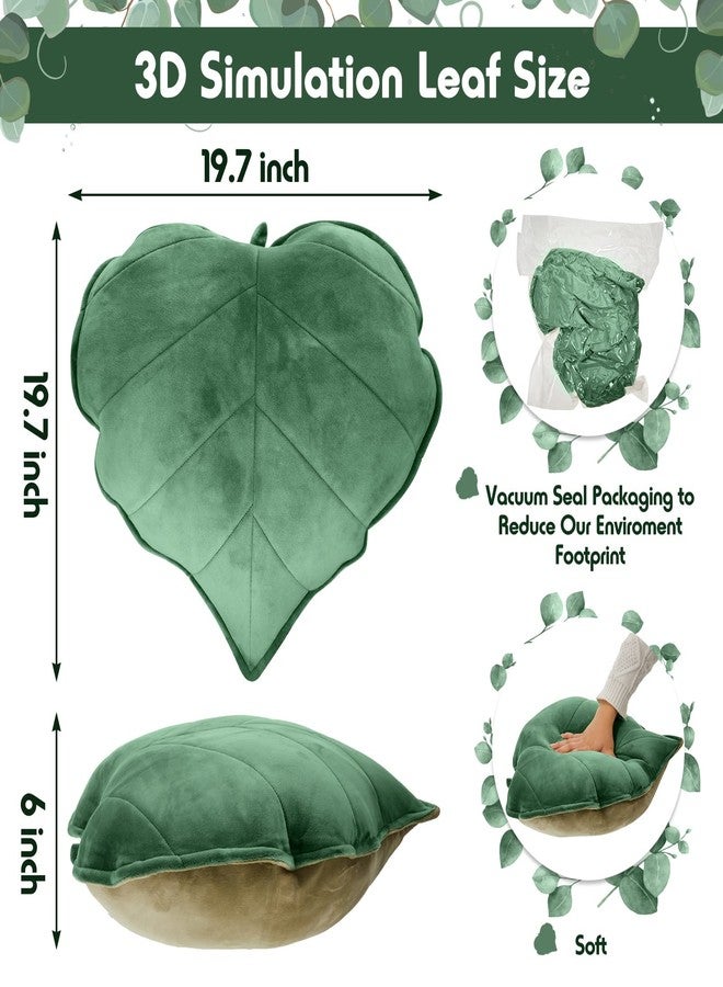 Yulejo Leaf Shaped Throw Pillow Cushion 20 x 20 Inch 3D Plant Leaf Pillow Cute Decorative Soft Plush Cushion for Plant Lovers Gift Bedroom Sofa Couch Car Living Room Home Decoration Favor, Dark Green - Image 2