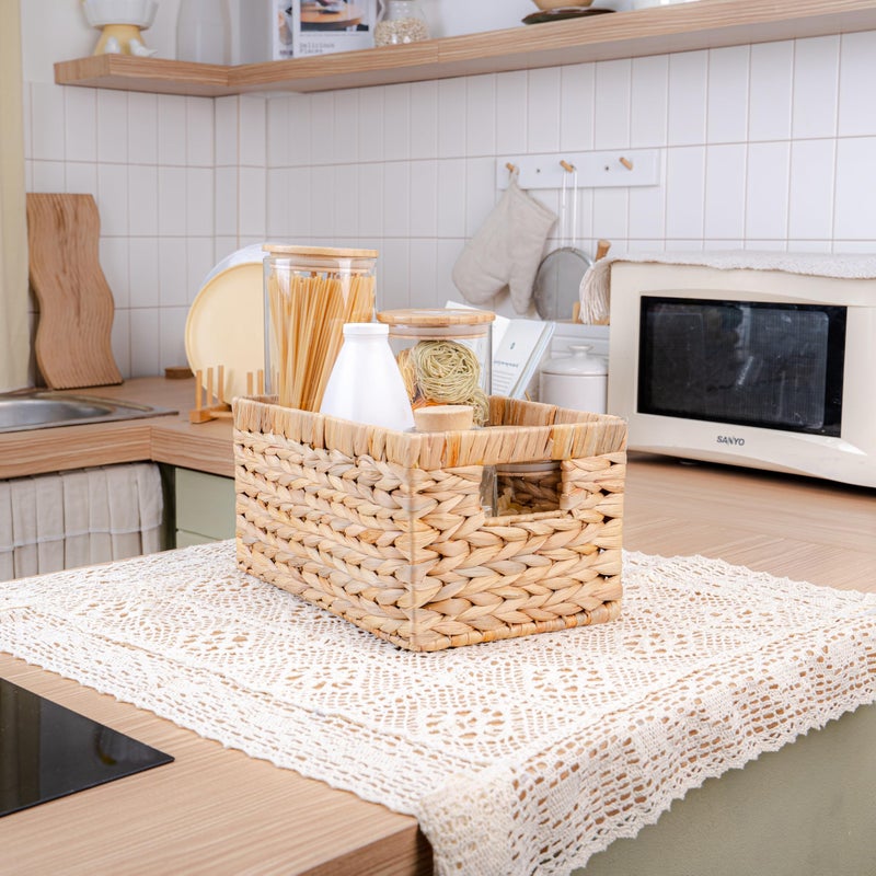 M4DECOR Set of 6 Wicker Storage Basket, Water Hyacinth Storage Baskets, Wicker Storage Baskets for Shelves, Wicker Baskets for Storage, Woven Baskets For Storage (6 Packs Medium) - Image 5