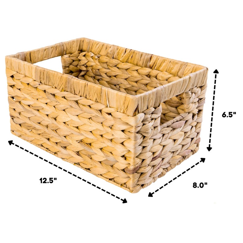 M4DECOR Set of 6 Wicker Storage Basket, Water Hyacinth Storage Baskets, Wicker Storage Baskets for Shelves, Wicker Baskets for Storage, Woven Baskets For Storage (6 Packs Medium) - Image 2