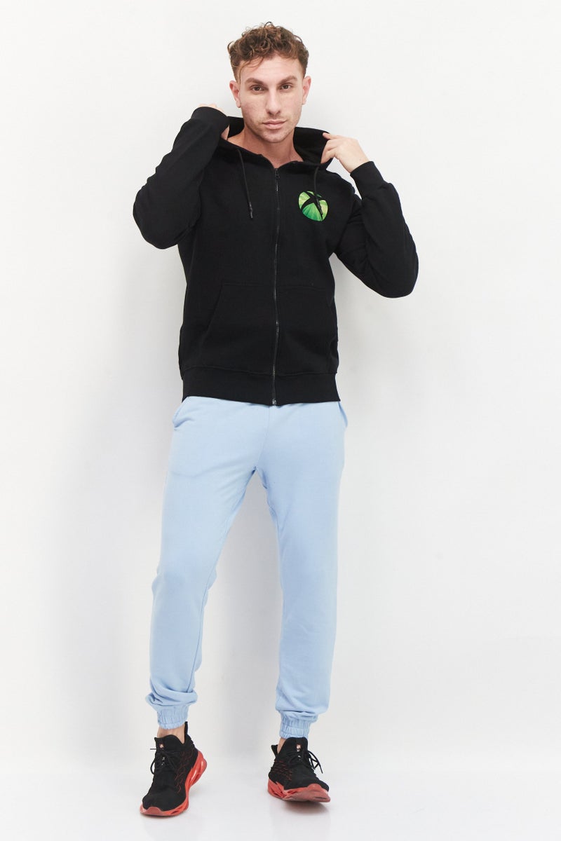 DIFUZED Men Full Zip Printed Long Sleeve Fleece Sweatshirts, Black - Image 2