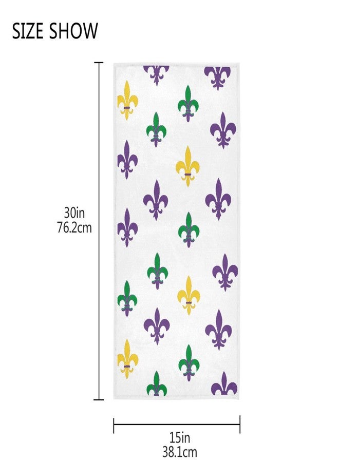 Vdsrup Mardi Gras Hand Towels Fleur De Lis Carnival Bathroom Theme Towel Soft Bath Guest Face Towel Absorbent Kitchen Tea Dish Towels Washcloths 16 X 30 in - Image 3