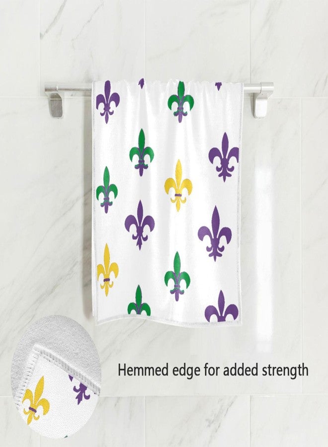 Vdsrup Mardi Gras Hand Towels Fleur De Lis Carnival Bathroom Theme Towel Soft Bath Guest Face Towel Absorbent Kitchen Tea Dish Towels Washcloths 16 X 30 in - Image 2