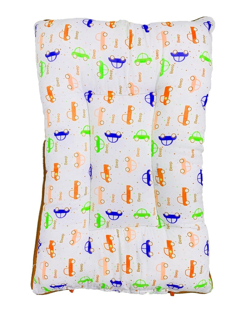 Kid's Charm Kids Charm Car Mini 3 in 1 Babys Cotton Bed Cum Carry Bed Printed Baby Sleeping BagBaby BedInfant Portable for Unisex Easily Portable Light Weight Carry for New Born 04 Months Old Orange - Image 3