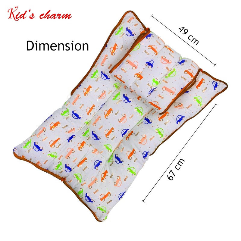 Kid's Charm Kids Charm Car Mini 3 in 1 Babys Cotton Bed Cum Carry Bed Printed Baby Sleeping BagBaby BedInfant Portable for Unisex Easily Portable Light Weight Carry for New Born 04 Months Old Orange - Image 5