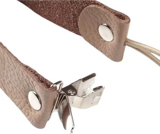 جوسو Leather Protected Pacifier Strap with Metal Clip Dark-Brown