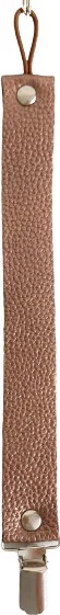 جوسو Leather Protected Pacifier Strap with Metal Clip Dark-Brown