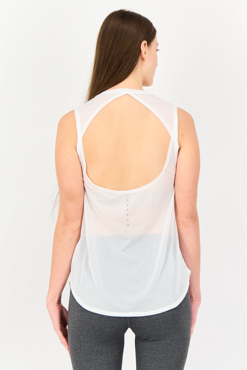 Nike Women Dri-Fit Cut Out Back Running Top, White - Image 3