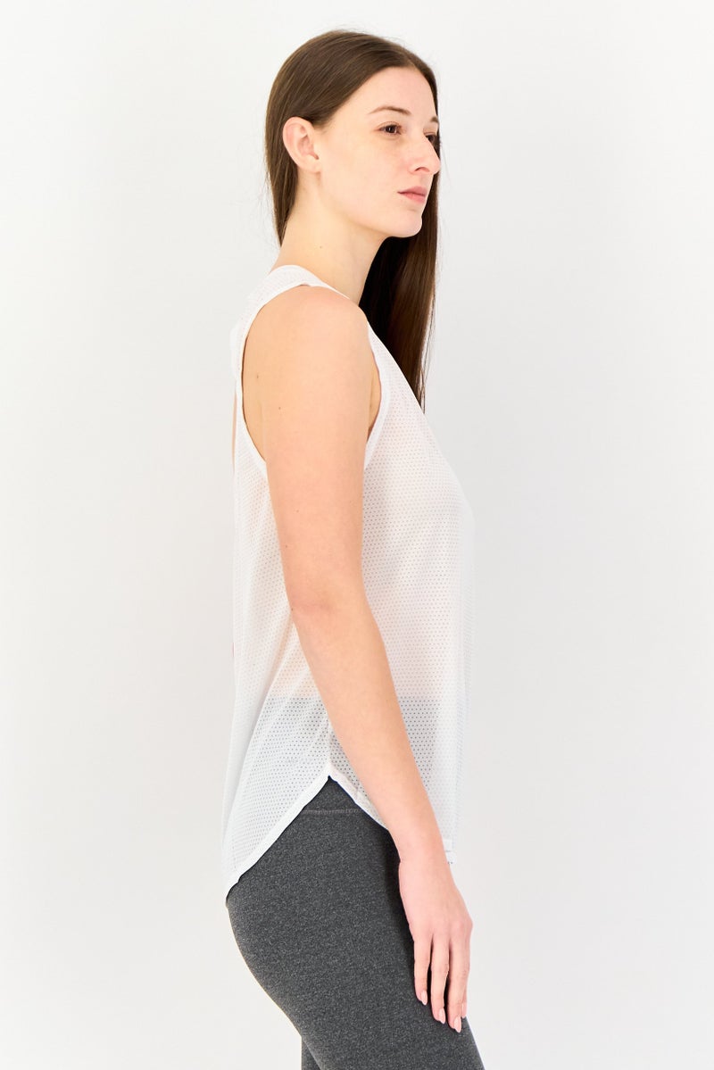 Nike Women Dri-Fit Cut Out Back Running Top, White - Image 4