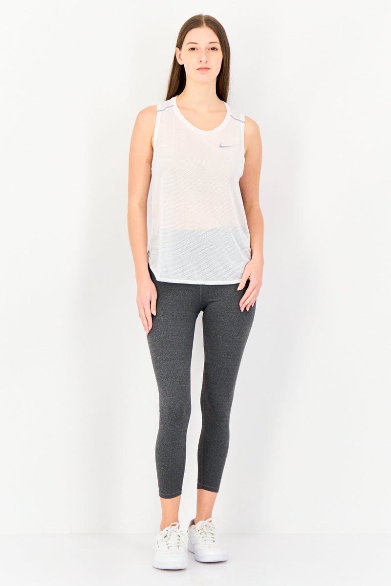 Nike Women Dri-Fit Cut Out Back Running Top, White - Image 2