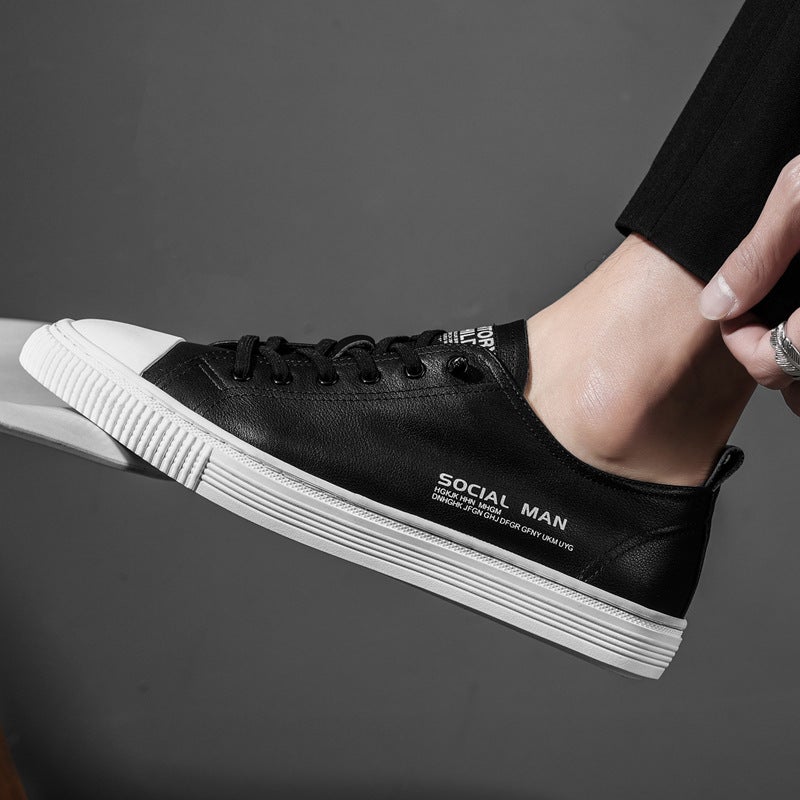 Men's Casual Leather Low Top Sneakers - Image 4