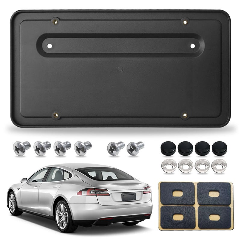 Aootf 109684400B Rear License Plate Holder for Tesla Model 3 and Model Y Back Trunk Car Tag Bracket Frame with Screws Caps Rear Number Plate Mounting Kit