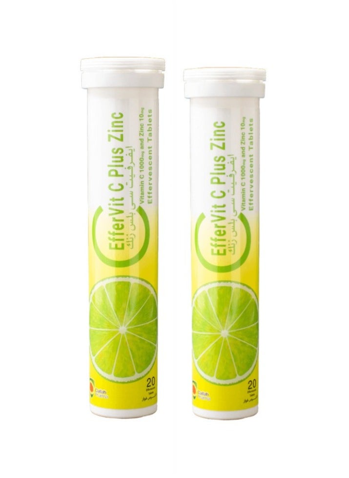 Dallah Pharma Pack Of 2 Effervit Vitamin C 1000 Mg And Zinc 10 Mg 20 Effervescent Tablets Lemon Flavor  - Image 3