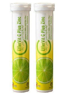 Dallah Pharma Pack Of 2 Effervit Vitamin C 1000 Mg And Zinc 10 Mg 20 Effervescent Tablets Lemon Flavor  - Image 1