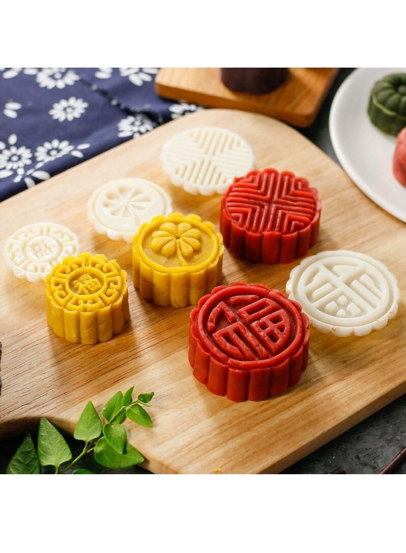 6pcs/set Flower Shaped Mooncake Mold 50g Cake Mold Hand Pressure Fondant Moon Cake Decorating Tools Cookie Cutter Baking Tool - Image 4