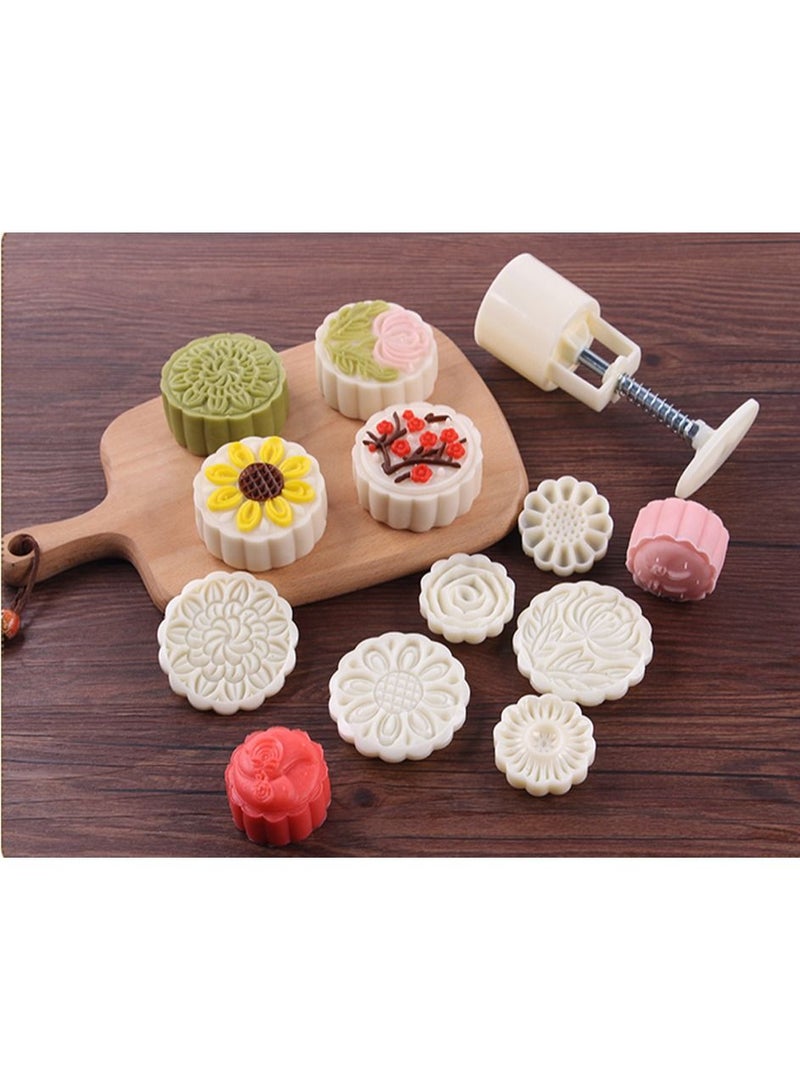 6pcs/set Flower Shaped Mooncake Mold 50g Cake Mold Hand Pressure Fondant Moon Cake Decorating Tools Cookie Cutter Baking Tool - Image 3
