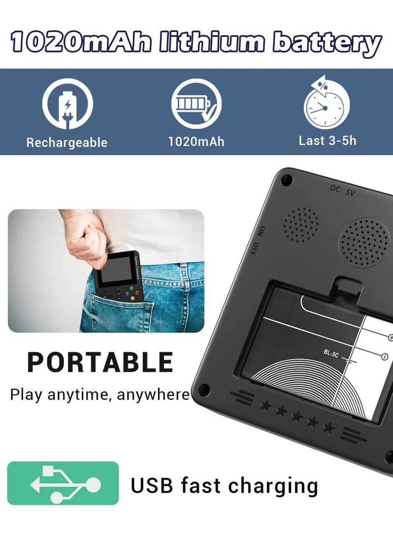 Zikra Handheld Game Console, Retro Mini Game Console with 500 Classic Games, Rechargeable Battery, Portable Games Controller, Support for 2 Players & TV, Ideal Gift for Kids, Friend, Lover (Black) - Image 5