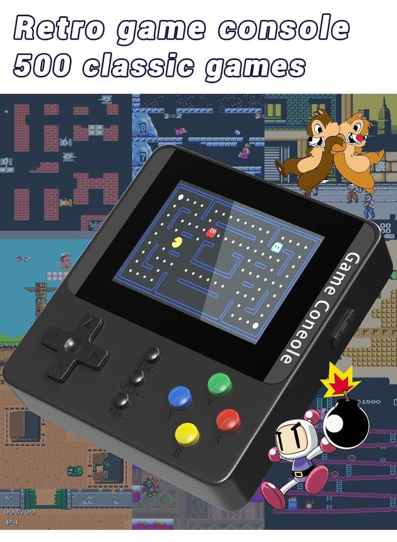 Zikra Handheld Game Console, Retro Mini Game Console with 500 Classic Games, Rechargeable Battery, Portable Games Controller, Support for 2 Players & TV, Ideal Gift for Kids, Friend, Lover (Black) - Image 4