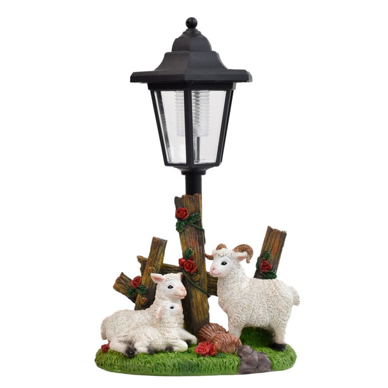 Outdoor Simulation Sheep Cow Solar Statue Light Resin Animal Sculpture Night Lamp for Garden - Image 2