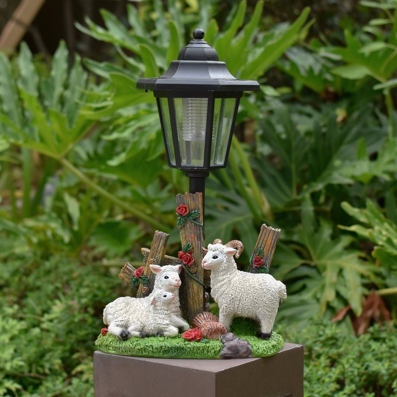 Outdoor Simulation Sheep Cow Solar Statue Light Resin Animal Sculpture Night Lamp for Garden - Image 4