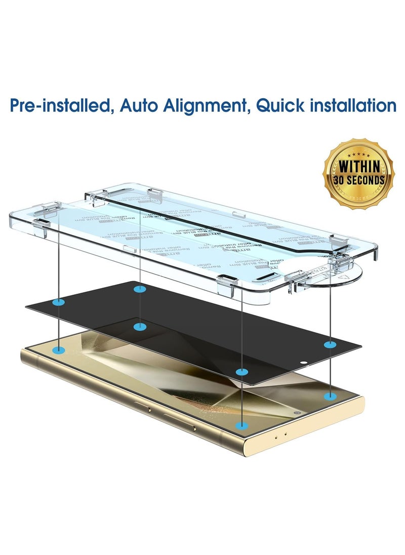 Amfilm - amFilm OneTouch Privacy Screen Protector for Samsung Galaxy S24 Ultra 6.8'' + Camera Lens Protector, Tempered Glass, 30 Seconds Auto-Alignment Tech, Bubble Free, 28° Privacy Protection [2+2 Pack] - Image 1