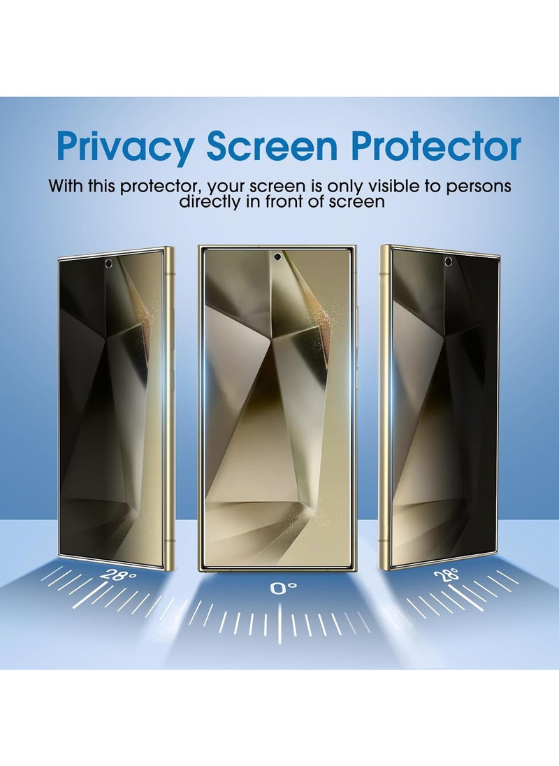 Amfilm - amFilm OneTouch Privacy Screen Protector for Samsung Galaxy S24 Ultra 6.8'' + Camera Lens Protector, Tempered Glass, 30 Seconds Auto-Alignment Tech, Bubble Free, 28° Privacy Protection [2+2 Pack] - Image 1