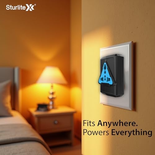 Sturlite Skycon 3 Pin Plug| 2-Pin & 3-Pin Socket| 6 Amps Universal AC Travel Adapter| Strong Polycarbonate Body Socket| Compact Converter Plug for Travel, Home & Office Use - (Black) (Pack of 10) - Image 4