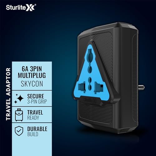Sturlite Skycon 3 Pin Plug| 2-Pin & 3-Pin Socket| 6 Amps Universal AC Travel Adapter| Strong Polycarbonate Body Socket| Compact Converter Plug for Travel, Home & Office Use - (Black) (Pack of 10) - Image 3