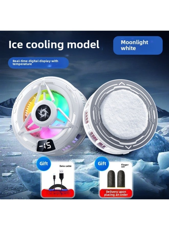Mobile Phone Radiator Magnetic Suction Semiconductor Refrigeration Cooling Suitable For huawei Apple Live E-sports Radiator-Color:White Sl-59 Digital Display [ice Model] + Finger Cots  - Image 1