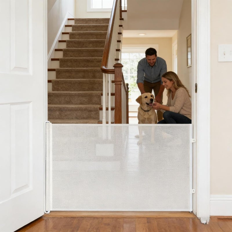 Dog Gates for Doorways | No Drilling Retractable Safety Fence,Pet Gate Isolation Dog Net,for Indoor Outdoor Doorway Garage Garden Yard Home Kitchen Living Room Porch Staircase - Image 3
