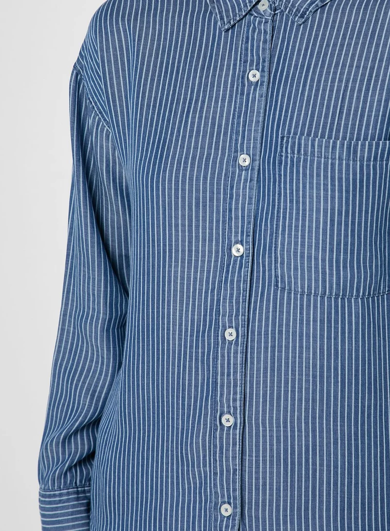 FOREVER 21 Pinstriped Longline Shirt