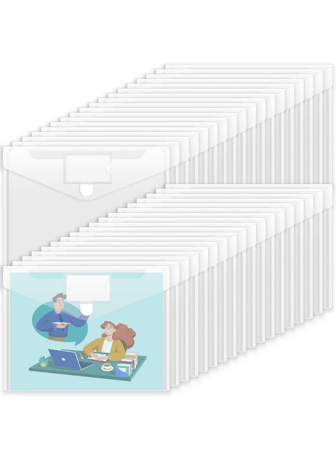 Sooez 36 Pack Plastic Envelopes Poly Envelopes, Clear Document Folders Us Letter A4 Size File Envelopes With Label Pocket For School Home Work Office Organization, Clear - Image 1