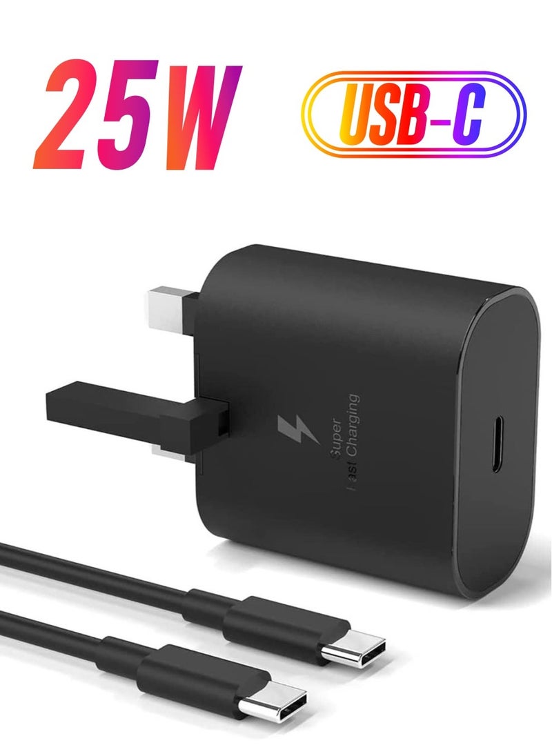 شاحن سريع 25 واط من نوع C لسامسونج: محول شحن فائق USB-C لسلسلة Galaxy A، وسلسلة S، وزد فولد 5، وزد فليب 5، والأجهزة اللوحية - Image 1