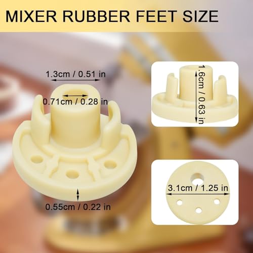 MARRTEUM 5Pcs 9709707 Mixer Rubber Foot, Blender Bottom Pads Feet Replacement Parts Compatible with KitchenAid Stand Mixer Replace for AP4326634 PS1488432 (Yellow) - Image 2